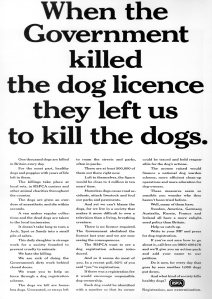 RSPCA, AMV, 1989 Copy detail from ad shown above.